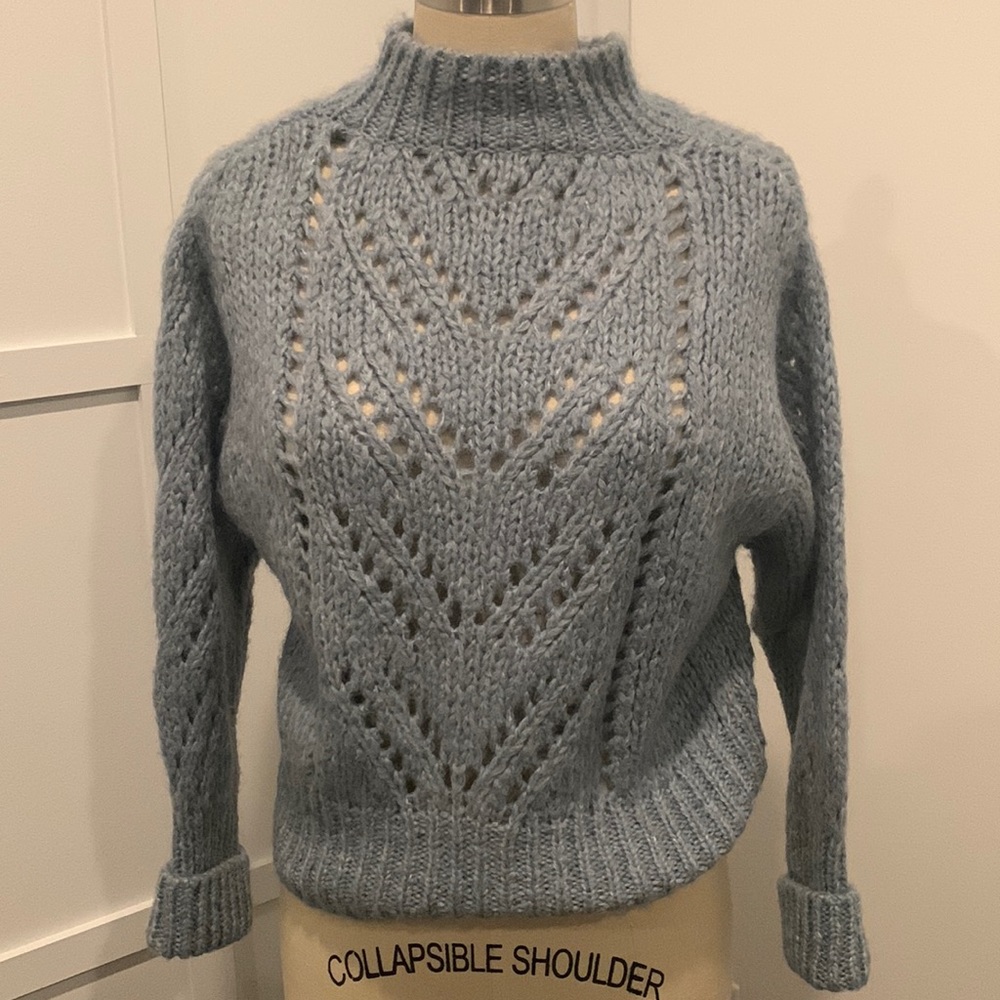 Zara pointelle mock neck sweater, size M